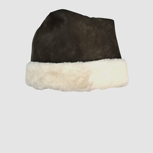 Unique Faux Leather Square White Faux Fur Trim Gray Hat